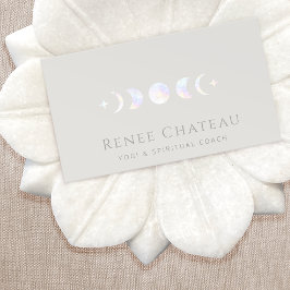 Holografische Moon Phase Yoga Spirituele Coach Visitekaartje