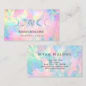 Holografische Moon Phase Yoga Spirituele Coach Visitekaartje (Voorkant / Achterkant)