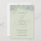 Holografische munt zilveren glitter initialen brui kaart (Voorkant)