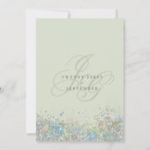 Holografische munt zilveren glitter initialen brui kaart (Achterkant)