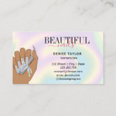 holografische nagellak salon hand loyalty visitekaartje (Achterkant)