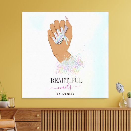 holografische nagellak slachterij hand nagels tech canvas afdruk (Insitu (Woonkamer))