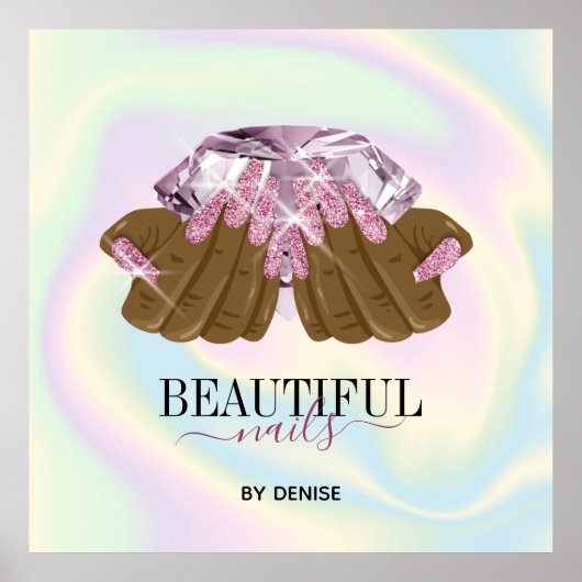 holografische nagellak slachterij hand nagels tech poster (Voorkant)