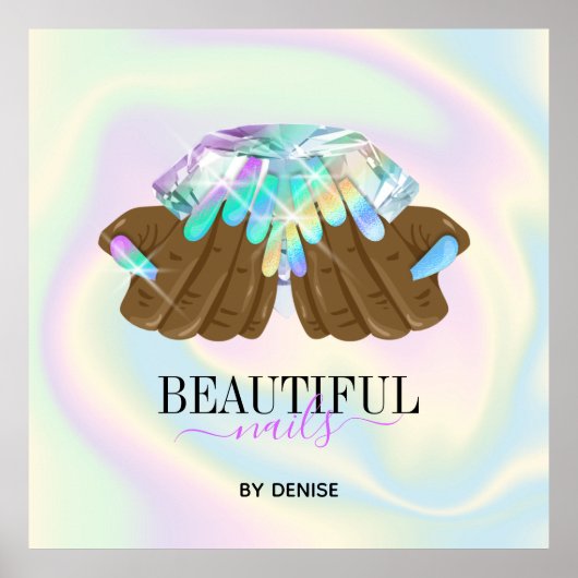 holografische nagellak slachterij hand nagels tech poster (Voorkant)