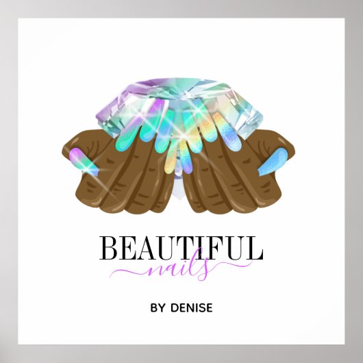 holografische nagellak slachterij hand nagels tech poster (Voorkant)