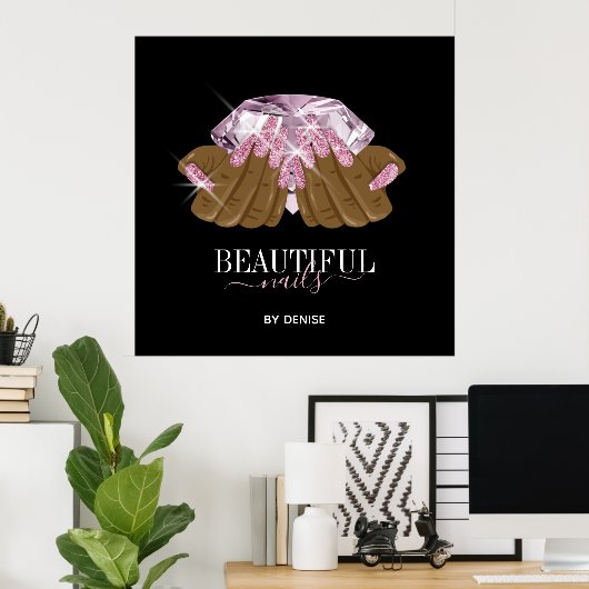 holografische nagellak slachterij hand nagels tech poster (Thuiskantoor)