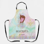 holografische nagellak slachterij hand nagels tech schort (Voorkant)