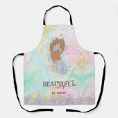 holografische nagellak slachterij hand nagels tech schort (Voorkant)