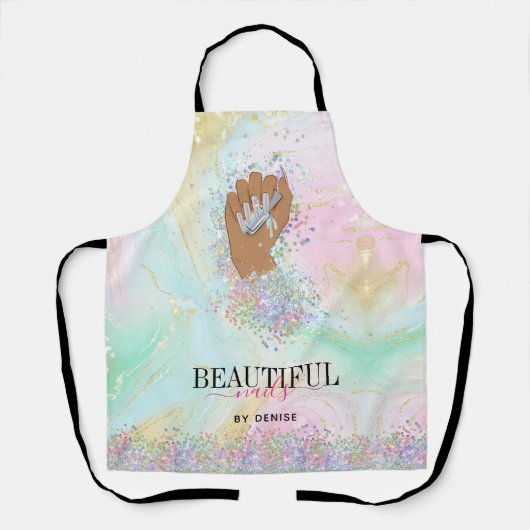 holografische nagellak slachterij hand nagels tech schort (Voorkant)