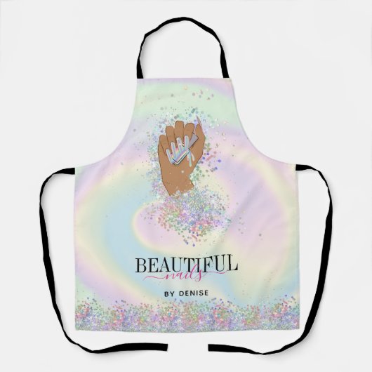 holografische nagellak slachterij hand nagels tech schort (Voorkant)