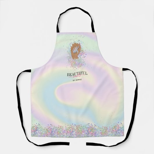 holografische nagellak slachterij hand nagels tech schort (Voorkant)