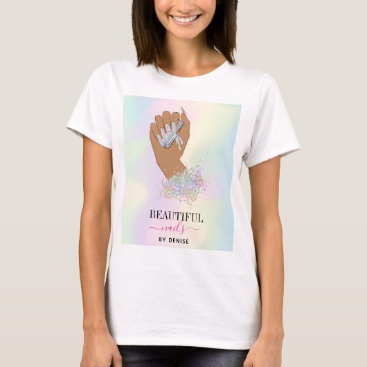 holografische nagellak slachterij hand nagels tech t-shirt (Voorkant)