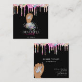 holografische nagellak slachterij hand nagels tech vierkante visitekaartje (Voorkant / Achterkant)