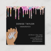 holografische nagellak slachterij hand nagels tech vierkante visitekaartje (Achterkant)