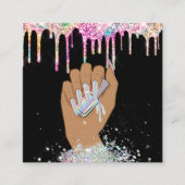 holografische nagellak slachterij hand nagels tech vierkante visitekaartje (Voorkant)