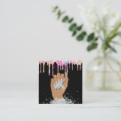 holografische nagellak slachterij hand nagels tech vierkante visitekaartje (Staand voorkant)