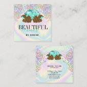 holografische nagellak slachterij hand nagels tech vierkante visitekaartje (Voorkant / Achterkant)