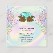 holografische nagellak slachterij hand nagels tech vierkante visitekaartje (Achterkant)