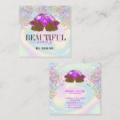 holografische nagellak slachterij hand nagels tech vierkante visitekaartje (Voorkant / Achterkant)