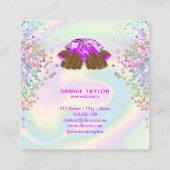 holografische nagellak slachterij hand nagels tech vierkante visitekaartje (Achterkant)