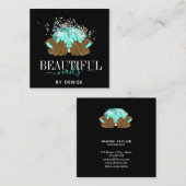 holografische nagellak slachterij hand nagels tech vierkante visitekaartje (Voorkant / Achterkant)