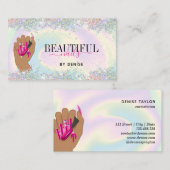 holografische nagellak slachterij hand nagels tech visitekaartje (Voorkant / Achterkant)