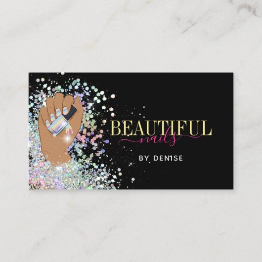 holografische nagellak slachterij hand nagels tech visitekaartje (Voorkant)