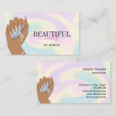 holografische nagellak slachterij hand nagels tech visitekaartje (Voorkant / Achterkant)