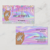holografische nagellak slachterij hand nagels tech visitekaartje (Voorkant / Achterkant)