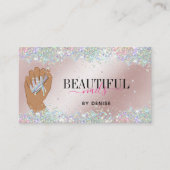 holografische nagellak slachterij hand nagels tech visitekaartje (Voorkant)