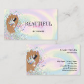 holografische nagellak slachterij hand nagels tech visitekaartje (Voorkant / Achterkant)