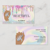 holografische nagellak slachterij hand nagels tech visitekaartje (Voorkant / Achterkant)