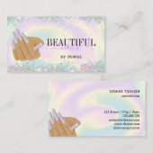 holografische nagellak slachterij hand nagels tech visitekaartje (Voorkant / Achterkant)