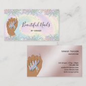 holografische nagellak slachterij hand nagels tech visitekaartje (Voorkant / Achterkant)