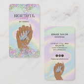 holografische nagellak slachterij hand nagels tech visitekaartje (Voorkant / Achterkant)