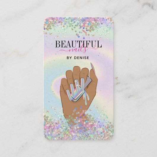 holografische nagellak slachterij hand nagels tech visitekaartje (Voorkant)