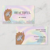 holografische nagellak slachterij hand nagels tech visitekaartje (Voorkant / Achterkant)