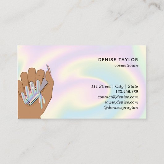 holografische nagellak slachterij hand nagels tech visitekaartje (Achterkant)