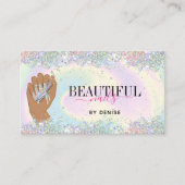 holografische nagellak slachterij hand nagels tech visitekaartje (Voorkant)