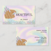 holografische nagellak slachterij hand nagels tech visitekaartje (Voorkant / Achterkant)