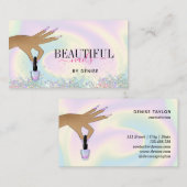 holografische nagellak slachterij hand nagels tech visitekaartje (Voorkant / Achterkant)