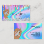 holografische nagellak slachterij hand nagels tech visitekaartje (Voorkant / Achterkant)