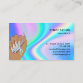 holografische nagellak slachterij hand nagels tech visitekaartje (Achterkant)