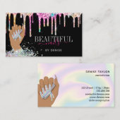 holografische nagellak slachterij hand nagels tech visitekaartje (Voorkant / Achterkant)