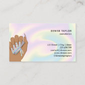 holografische nagellak slachterij hand nagels tech visitekaartje (Achterkant)