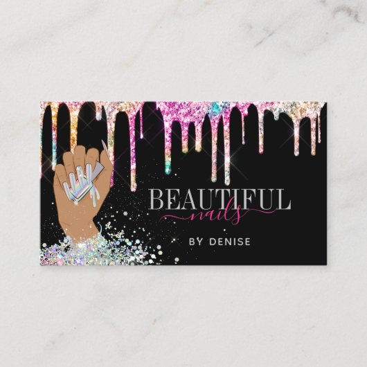 holografische nagellak slachterij hand nagels tech visitekaartje (Voorkant)