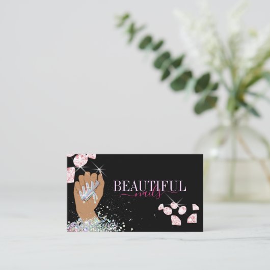 holografische nagellak slachterij hand nagels tech visitekaartje (Staand voorkant)