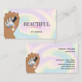 holografische nagellak slachterij hand nagels tech visitekaartje (Voorkant / Achterkant)