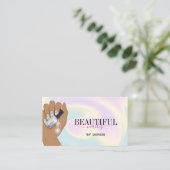 holografische nagellak slachterij hand nagels tech visitekaartje (Staand voorkant)