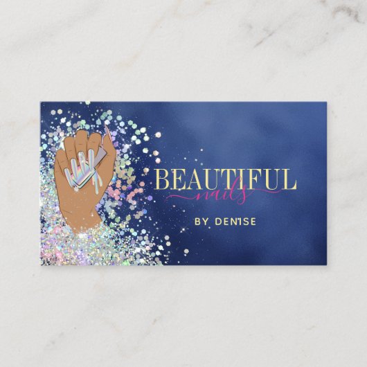 holografische nagellak slachterij hand nagels tech visitekaartje (Voorkant)